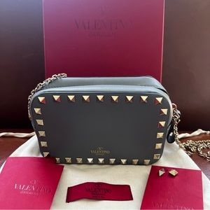 Valentino Garavani Rockstud Chain Camera Crossbody Bag Leather Small
